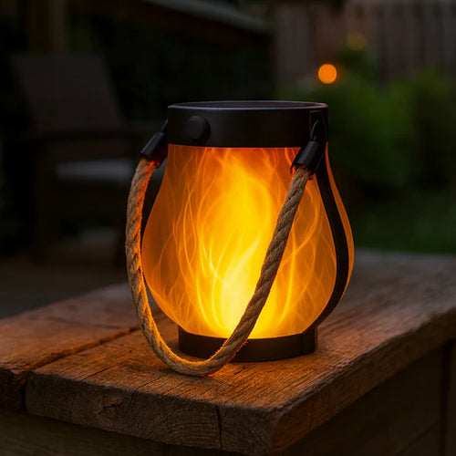 Solar Lantern Lights with Flickering Flame Effect for Outdoor Garden and Patio Decor, Dual Charging Modes, Waterproof Design